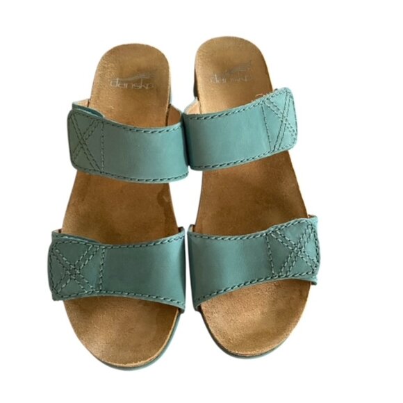 Dansko Maddy Lagoon Milled Cork Wedge Sandal 38 - Picture 3 of 6